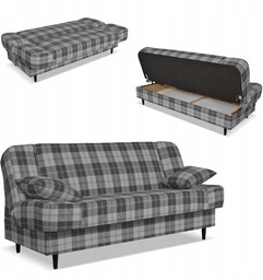 Kanapa sofa Sally rozkładana f spania Family meble krata szara