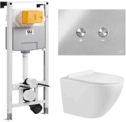 Zestaw OLI miska wc Zoldo spłukiwanie tornado + stelaż + przycisk chrom