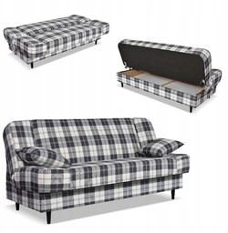 Kanapa sofa Sally rozkładana f spania Family meble krata granatowo - biała