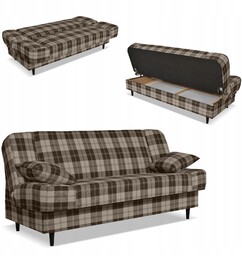 Kanapa sofa Sally rozkładana f spania Family meble krata brązowa