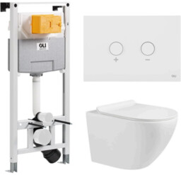 Zestaw OLI miska wc Zoldo spłukiwanie tornado + stelaż + przycisk biały