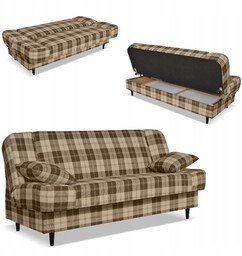 Kanapa sofa Sally rozkładana f spania Family meble krata brązowo - beżowa