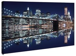 New York Brooklyn Bridge night - obraz na płótnie Wymiar do wyboru: 80x60 cm
