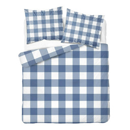 Detexpol Pościel bawełniana 220x200 krata niebieska biała 3840 B Bawełna 88