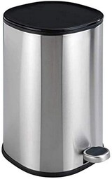 WENKO Kosz na śmieci z pedałem Nant Easy-Close, srebrny, matowy, stal nierdzewna, wolnoopadający, pojemność: 5 l, stal nierdzewna, 27,3 x 30 x 20,5 cm, satynowany