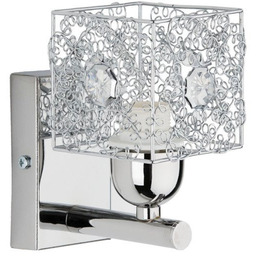 Kinkiet nowoczesny druciany kostka KOSZYCZKI chrom