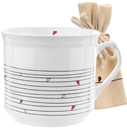 Kubek z woreczkiem ceramiczny biały SERCE 650 ml