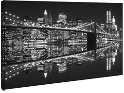 New York Brooklyn Bridge night BW - obraz na płótnie Wymiar do wyboru: 100x70 cm