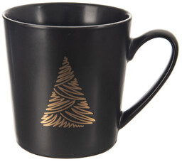 Kubek porcelanowy czarny choinka 500 ml