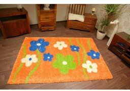 DYWAN SHAGGY KWIATY 095 oranż 180x270 cm