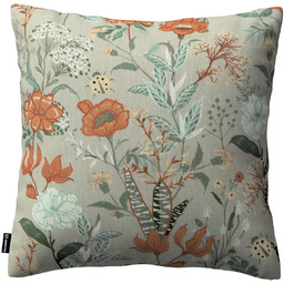 Poszewka Kinga na poduszkę, kolorowe kwiaty na szarym tle, 60 x 60 cm, Flowers