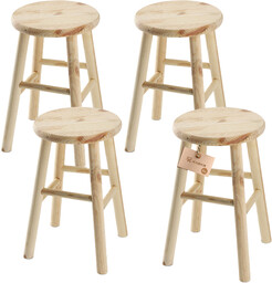 Taboret drewniany okrągły 28 x 45 cm, 4 szt.
