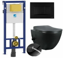 MISKA WC Z BIDETEM 51X35,5 cm WISZĄCA + DESKA ,-CREAVIT Freedom STELAŻ PODTYNKOWY WC 1160 X 500 MM SCHWAB DUPLO+PRZYCISK CZARNY MAT