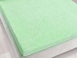 Zwoltex Prześcieradło frotte bez gumki 175x220 Tulipan zielone jaśminowe 5546 żakardowe