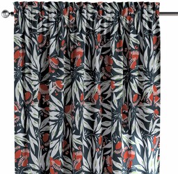 Zasłona na kanale z grzywką 1 szt., kwiaty na granatowym tle, Gardenia