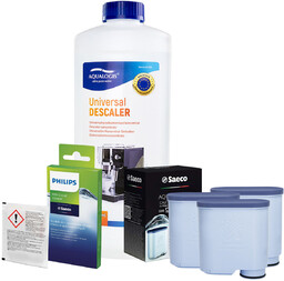 Zestaw Philips Saeco - Filtr Philips Aquaclean CA6903 3szt, Uniwersalny Odkamieniacz 1L, Philips CA6705/10 Środek do Obiegu Mleka