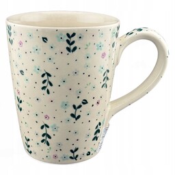 Duży kubek, kubas 650 ml Zielone listki dek. 225 Ceramika Bolesławiec