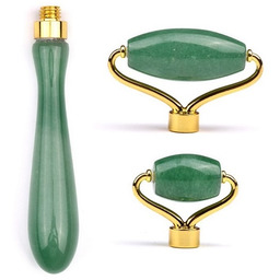 Profesjonalny wałek jadeitowy do masażu twarzy i szyi z wymiennymi głowicami o różnej wielkości - poprawa wyglądu skóry, niwelowanie oznak zmęczenia (