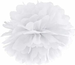 PartyDeco Pompon bibułowy biały 35cm Wesele Ślub Urodziny Chrzest Boże Narodzenie Komunia Sylwester Karnawał Walentynki