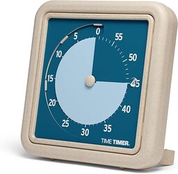 Time Timer  Wizualny timer w stylu retro, 20 cm, edycja ekologiczna, 60 minut, wykonany z co najmniej 20% naturalnego materiału roślinnego  niebieska woda