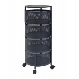 Wózek Kuchenny Regał 4x Półka Barek metalowy Czarny