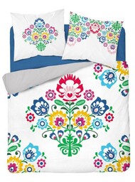 Detexpol Pościel bawełniana 220x200 3612 A Łowicka wycinanka biała szara kolorowa kwiaty kurpiowska dwustronna Holland Home 2