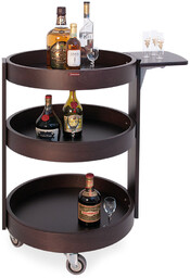 Diamond Drewniany wózek na butelki 3-półkowy, okrągły,Ø650x(h)900mm wenge I Diamond
