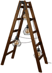 Lampa Podłogowa Eskalo 4xE27 Max.15W LED Bejcowana Sosna na Orzechu/Czarnym Metalu/Czarnym Kablu PCV 1229456