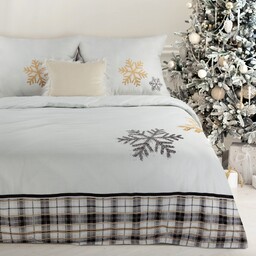 Pościel świąteczna z satyny bawełnianej płatki śniegu PTS-006