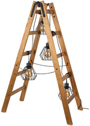 Lampa Podłogowa Eskalo 4xE27 Max.15W LED Bejcowana Sosna Brązowa/Czarny Metal/Czarny Kabel PCV 1229451