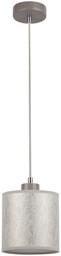 Lampa Wisząca Prata 1xE27 Maks. 25W Szary metal/Przezroczysty kabel PCV/Srebrny klosz z tkaniny 957280127