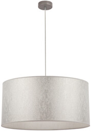 Lampa Wisząca Prata 1xE27 Max.60W Szary Metal/Przezroczysty Kabel PCV/Srebrny Klosz Tkaniny 957280227