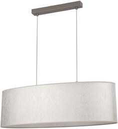 Lampa Wisząca Prata 2xE27 Max.40W Szary Metal/Przezroczysty Kabel PCV/Srebrny Klosz Tkaniny 957280427
