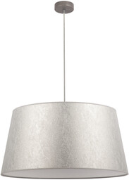 Lampa Wisząca Prata 1xE27 Max.40W Szary Metal/Przezroczysty Kabel PCV/Srebrny Klosz Tkaniny 957280327