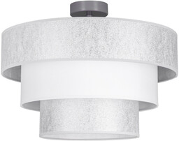 Prata Lampa Sufitowa 1xE27 Max.40W Szary Metal/Srebrno-Biały Klosz Tkaniny 957281127