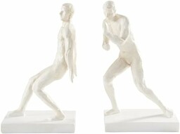 Jotex Push podpórka na książki, stylowa i mocna, dekoracyjna podpórka na książki z żywicy poliestrowej (zestaw 2 szt.)  biały, 26,7 x 16,5 x 11 cm