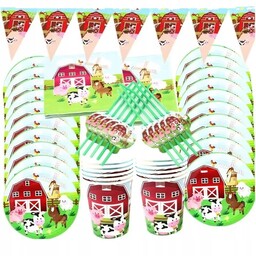 Zestaw Naczyń Jednorazowych Happy Birthday Urodziny Farma 90 elementów