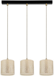 Lampa Wisząca Ora 3xE27 Maks. 25W Czarny Metal/Przezroczysty Kabel PCV/Klosz ze Złotej Tkaniny 962041321