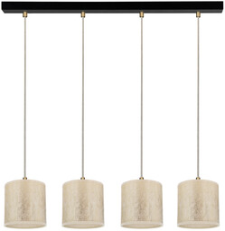 Lampa Wisząca Ora 4xE27 Maks. 25W Czarny Metal/Przezroczysty Kabel PCV/Klosz ze Złotej Tkaniny 962041421