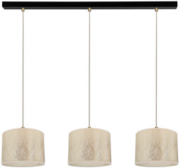 Lampa Wisząca Ora 3xE27 Maks. 40W Czarny Metal/Przezroczysty Kabel PCV/Klosz ze Złotej Tkaniny 962041323
