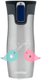 Kubek termiczny Contigo West Loop 2.0 470ml - Ptaszkowe love- Stalowy