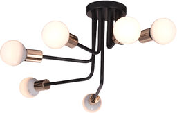 Candellux SPILL 36-56542 plafon lampa sufitowa czarny + mosiądz 6X60W E27 27cm