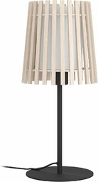 EGLO Fattoria lampa stołowa o naturalnym wzornictwie lampka nocna, lampa stołowa do salonu i sypialni, jasnego drewna i białej tkaniny, oprawka E27