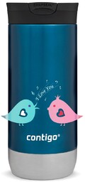 Kubek termiczny na kawę Contigo Huron 2.0 470ml - Ptaszkowe love - Niebieski