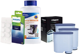 Zestaw Philips - Filtr Philips Aquaclean CA6903 3szt, Uniwersalny Odkamieniacz 250ml, Philips CA6704/10 Tabletki Czyszczące