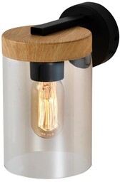 Lampa kinkiet WELS 1xE27 czarny+drewniany klosz dymiony Candellux 21-21953