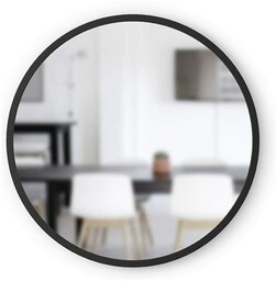 Umbra Okrągłe lustro ścienne o średnicy 61 cm z gumową ramą, nowoczesna dekoracja pokoju do wejść, toalet, salonów i nie tylko, czarne