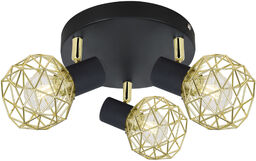 Candellux ACROBAT 98-66466 plafon lampa sufitowa regulacja klosza czarny złoty 3X40W E14 42cm