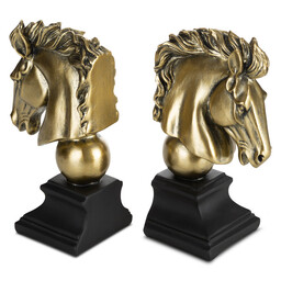 Eurofirany Podpórka do ksiązek 23x9x21 Konie czarna złota 03