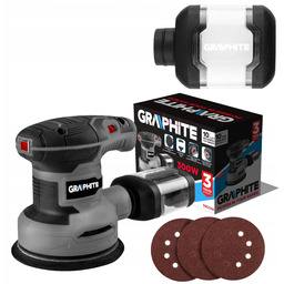 Graphite Zestaw Szlifierka Mimośrodowa 3XPAPIER 300W Stopa 125 MM 59G348